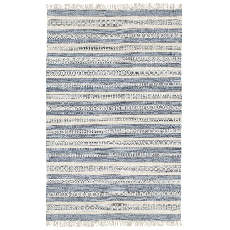 Nampa Slate Handwoven Flatweave Wool Navy/Pale Blue Area Rug, 8  x 10 - Image 0