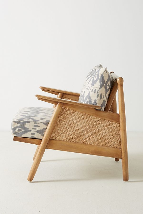 Washed Ikat Cane Chair - Image 3