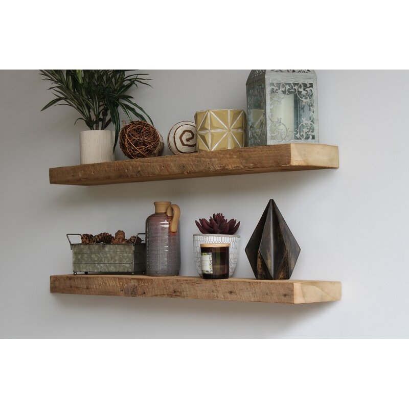 Reclaimed Barn Wood 2 Piece Floating Shelf Set (Set of 2) - Image 0