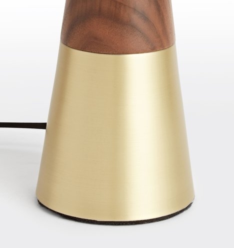 Mid-Century Walnut & Brass Table Lamp - Image 4