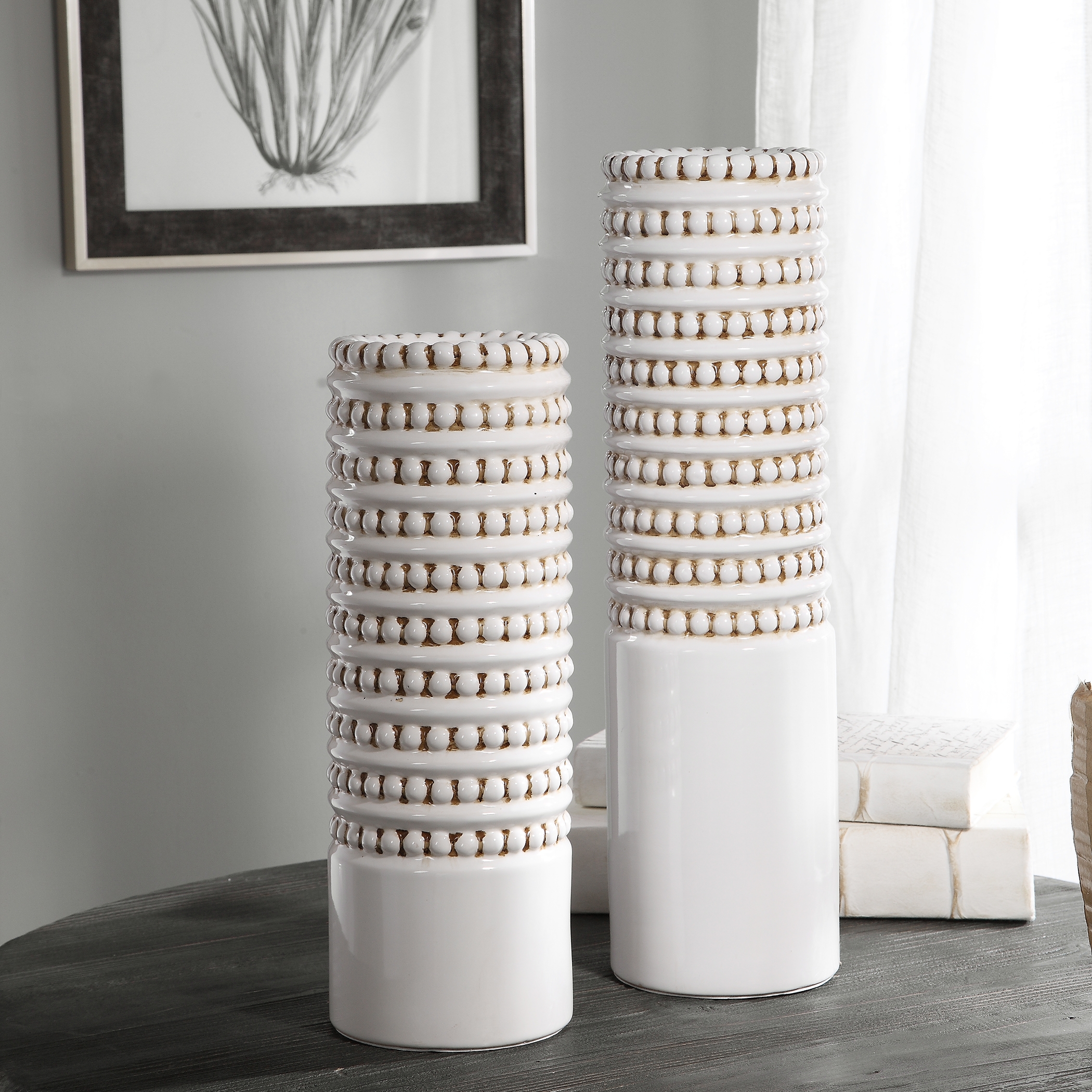 Angelou White Vases, Set/2 - Image 0