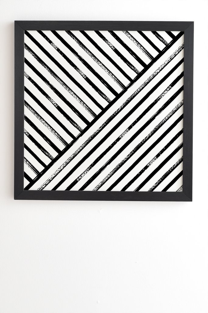 Geometric Stripe Pattern - Black framed wall art - Image 0