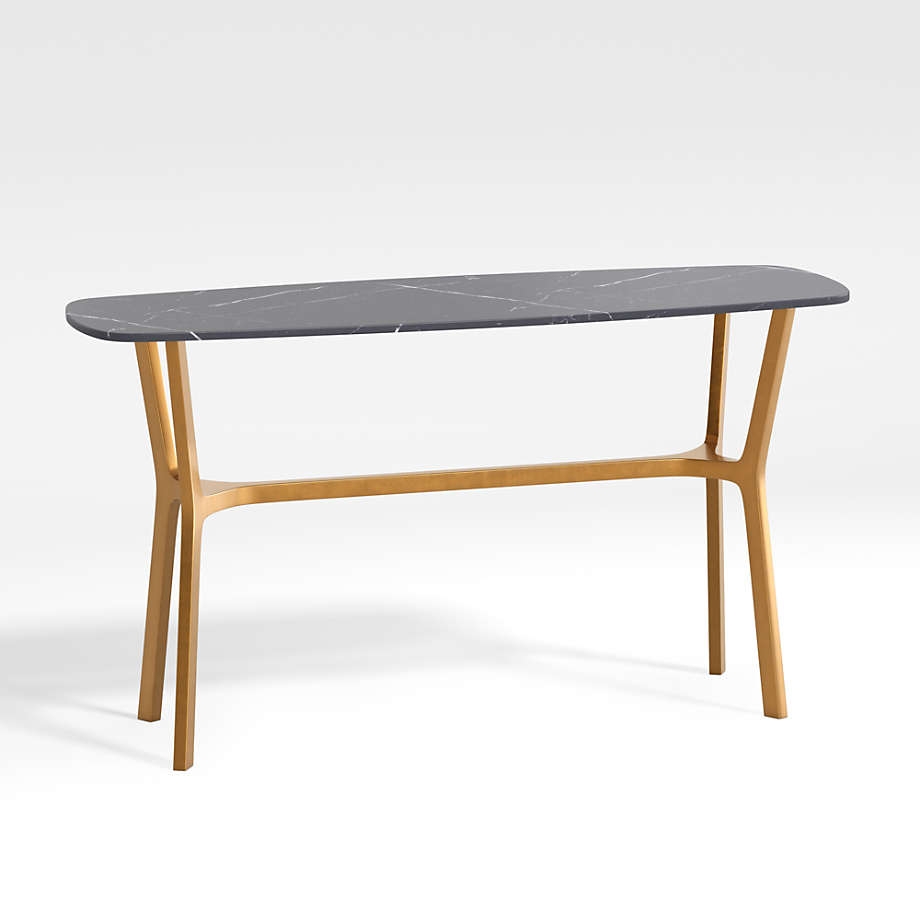 Elke Black Marble Console Table with Brass Base - Image 0
