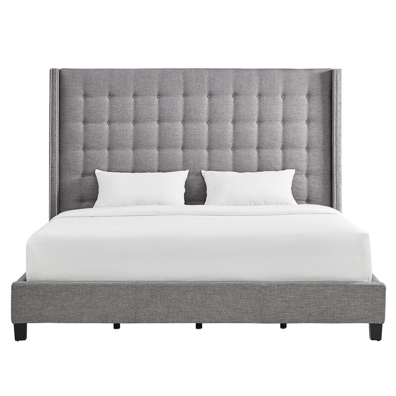 Neher Button Tufted Upholstered Wingback Headboard-- KING - Image 0