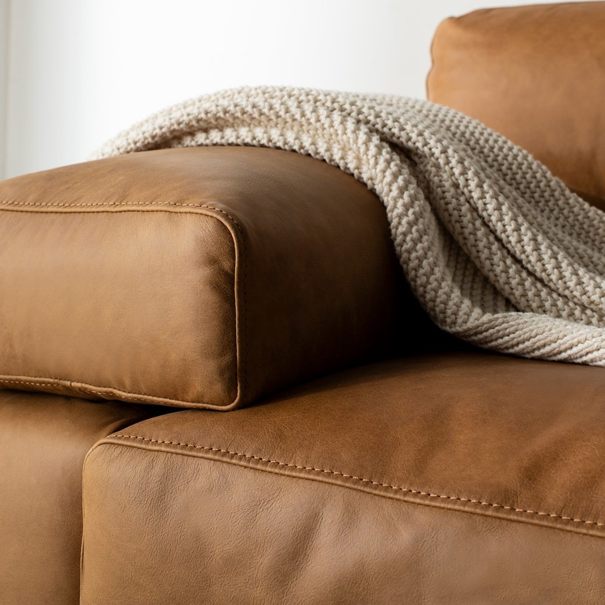 Sampson Italian Leather Sofa - Light Brown - Arlo Home - Image 7