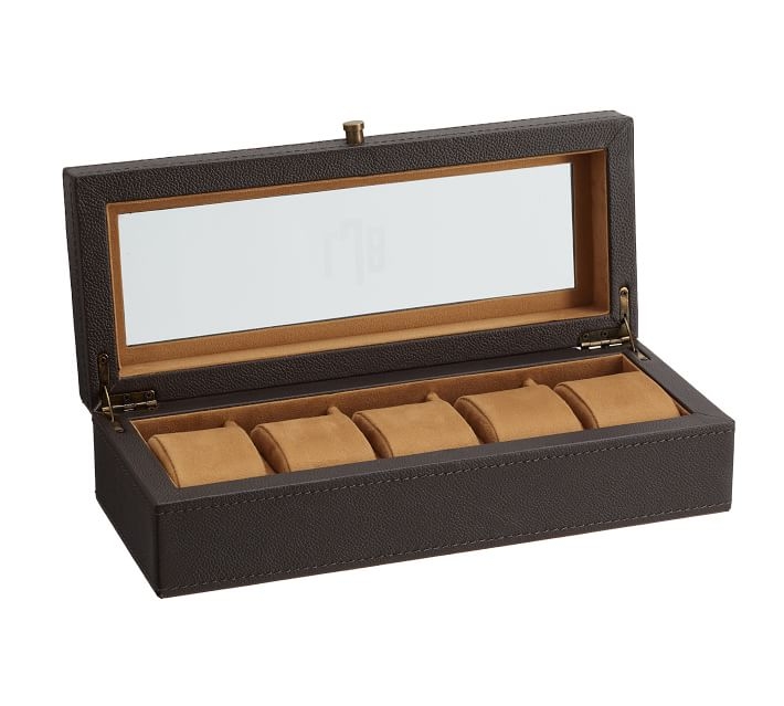 Leather Grant Watch Box, Brown - Image 3