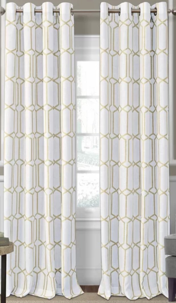 Atwell Geometric Room Darkening Thermal Grommet Single Curtain Panel - Image 0