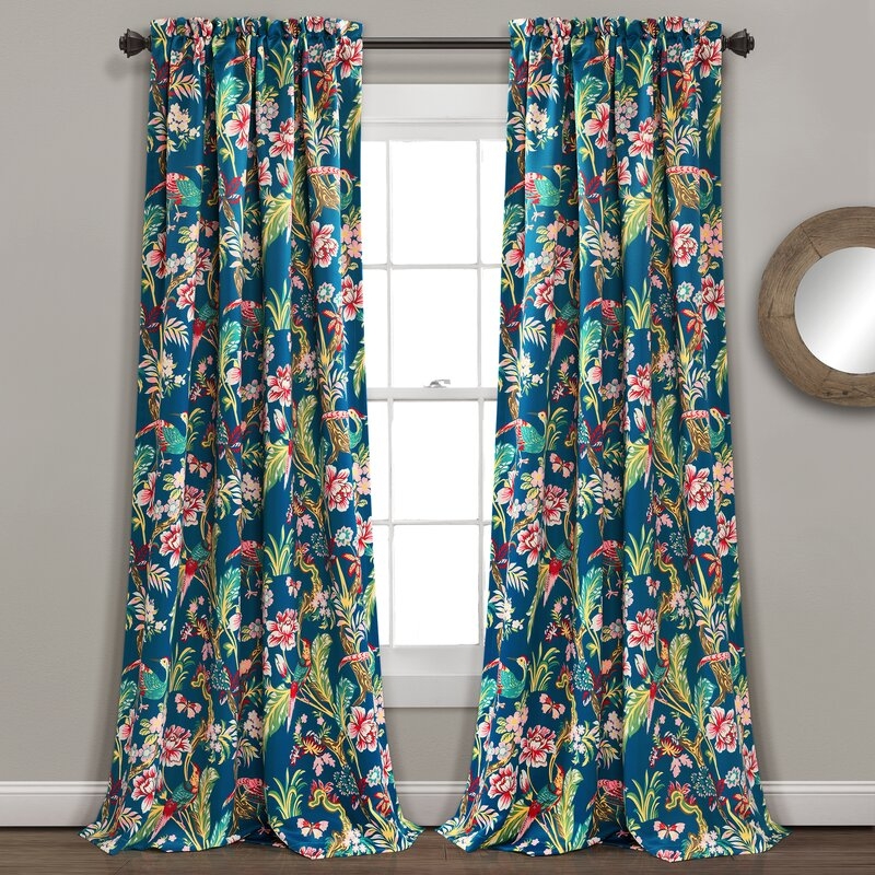 Panagia Floral Room Darkening Thermal Rod Pocket Curtain Panels Set of 2 - Image 0