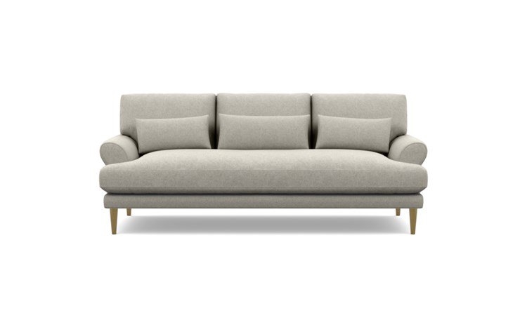 Maxwell Sofa with Heathered Weave Oatmeal Fabric and Brass Plated legs - Image 0