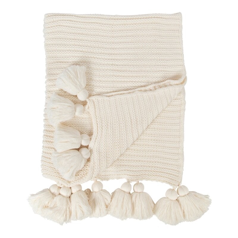 Dorcheer Chunky Ribbed Knit Throw Blanket - White - Image 0