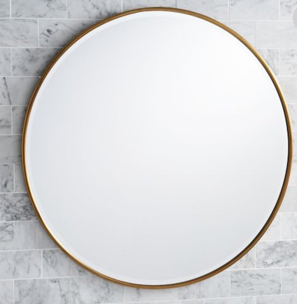 Vintage Round Mirror, 42", Brass - Image 0