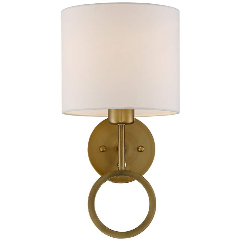 Amidon Warm Brass Drop Ring Plug-In Wall Lamp - Image 0