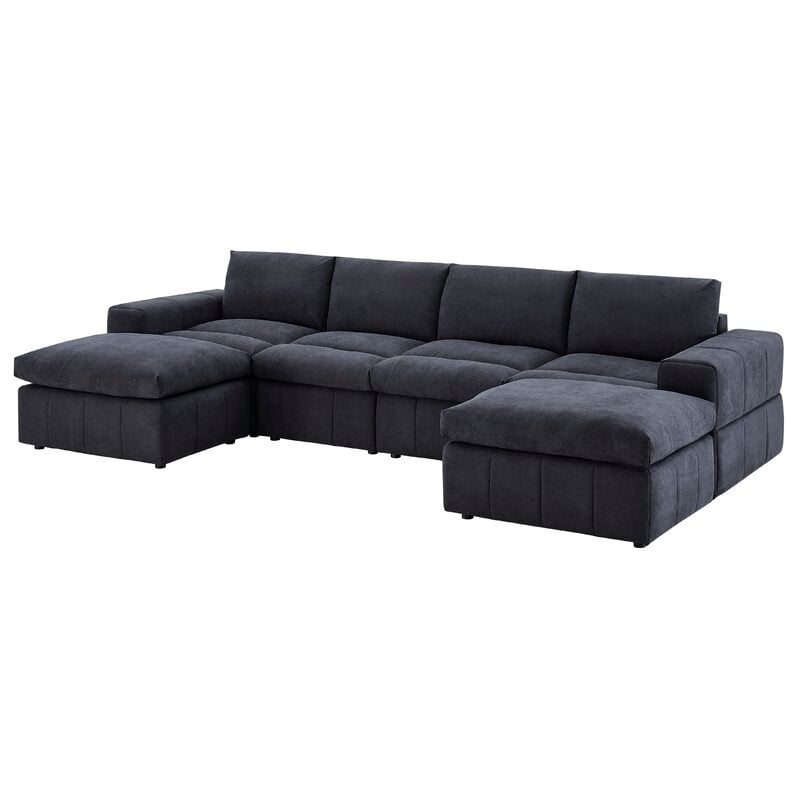 6pieces Anchoretta 134" Wide Reversible Modular Sectional with Ottoman - Image 2