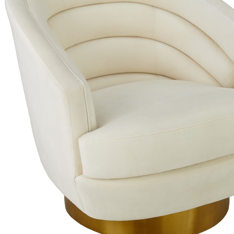 Pigott Cream Velvet Swivel Chair - Image 2
