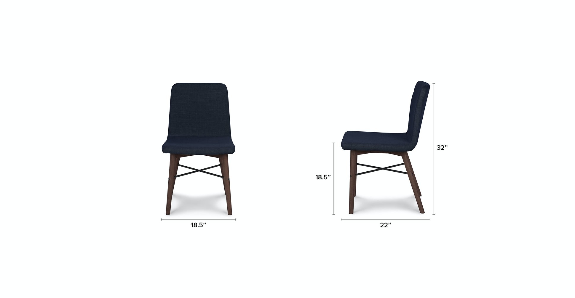 Kissa Oceano Blue Matte Walnut Dining Chair - set of 2 - Image 6