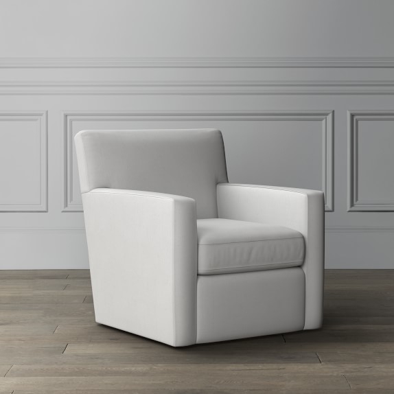Brighton Swivel Chair - Textured Cotton/Linen, Navy, Grade B - Image 1