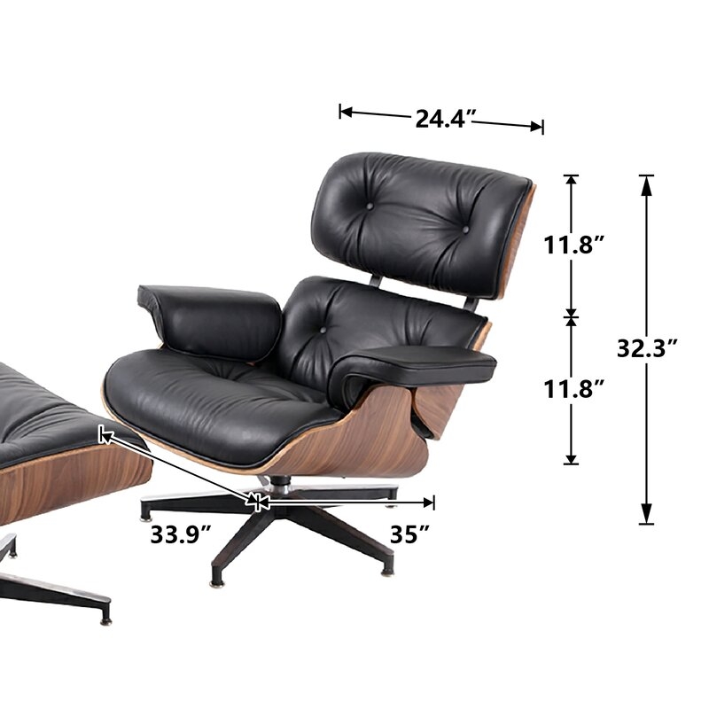 Black Bublava Swivel Lounge Chair and Ottoman - Image 2
