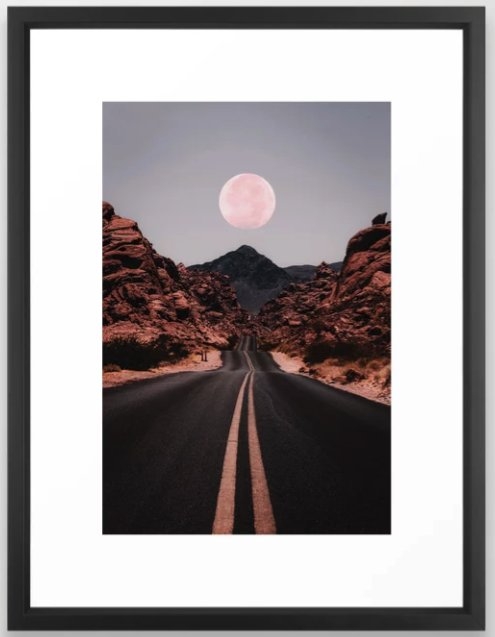 Road Red Moon Framed Art Print - Image 0