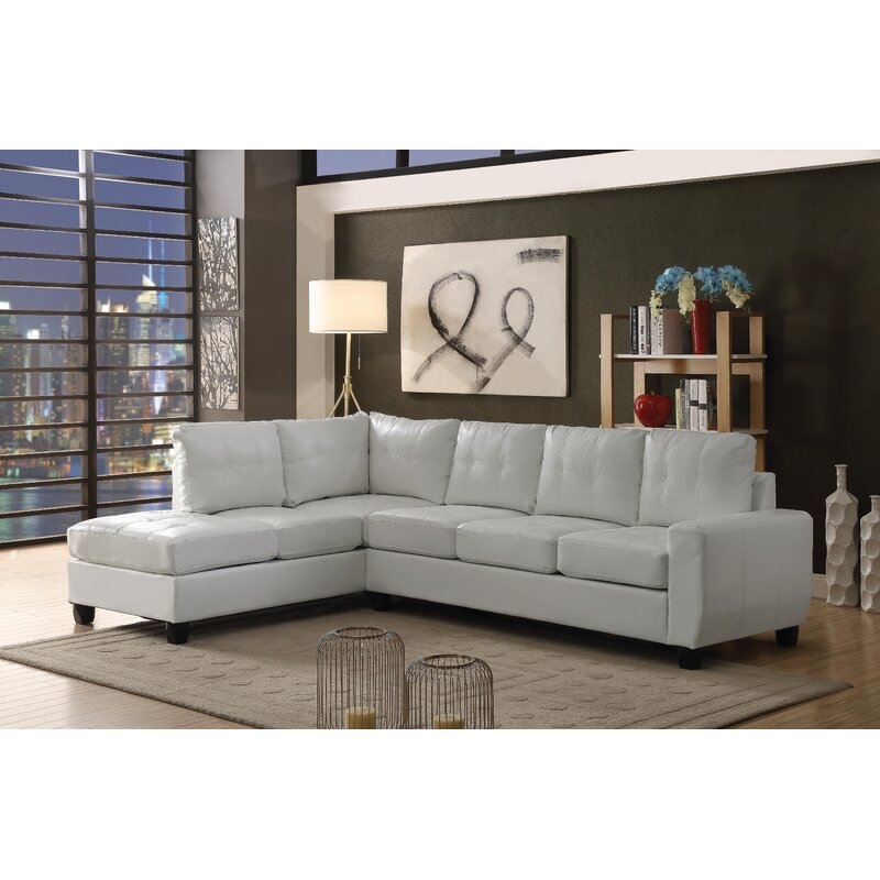 Muttontown Reversible Sectional / White Faux Leather - Image 2