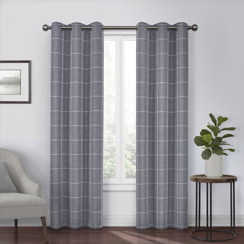Grahm Striped Blackout Thermal Grommet Single Curtain Panel - Image 0