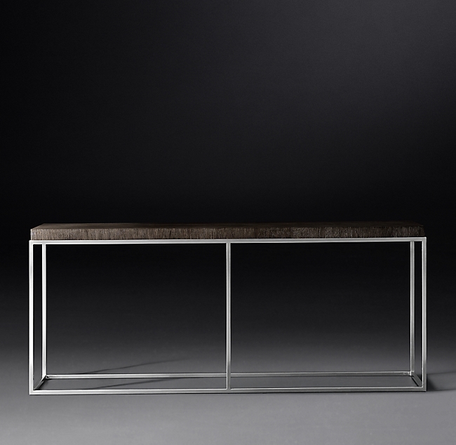 NICHOLAS OAK 72" CONSOLE TABLE, Brown Oak.Polished Stainless - Image 0