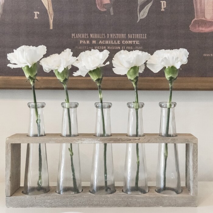 Villela Vase Holder with 5 Glass Vase - Image 0