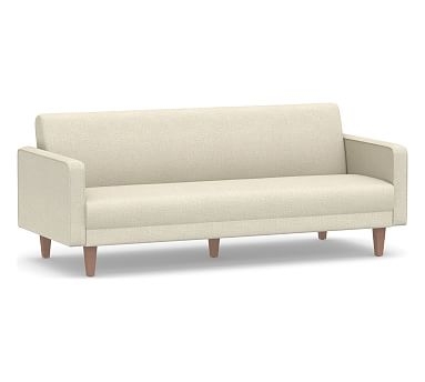 Edison Upholstered Sleeper Sofa, Polyester Wrapped Cushions, Basketweave Slub Oatmeal - Image 0