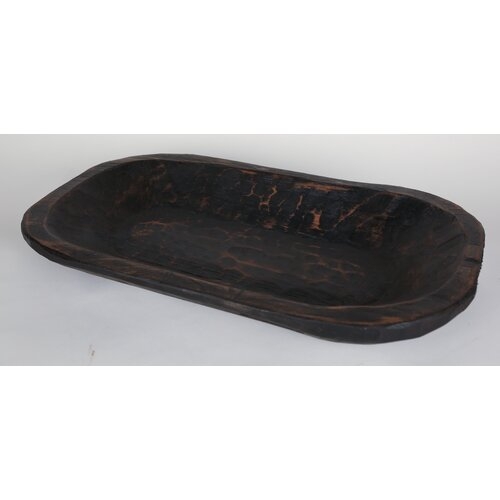 Painted Rustic Wooden Dough Bowl, Black - Image 1