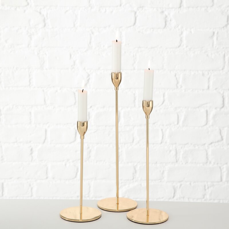 Tulip Top 3 Piece Metal Candlestick Set (Set of 3) - Image 0