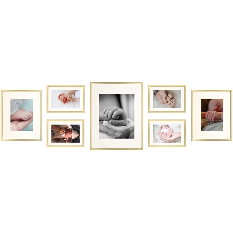 7 Piece Alisson Gallery Wall Aluminum Picture Frame Set-Gold - Image 0
