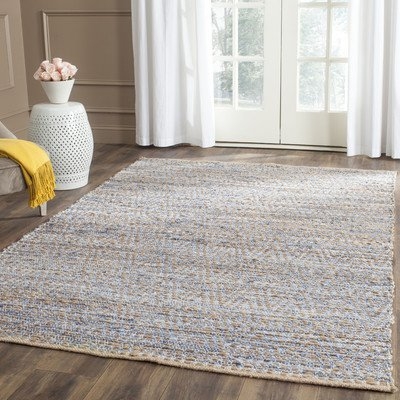 Arria Hand-Woven Natural/Blue Jute Area Rug - Image 0