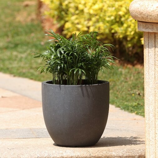 Adamell Round Fiberclay Pot Planter - Dark Gray - 13.8"x13.8" - Image 1