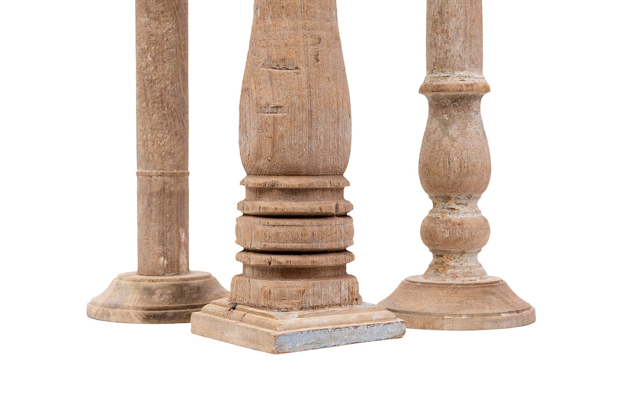 Set of 6 Different Found Wood & Metal Candleholders - Image 6