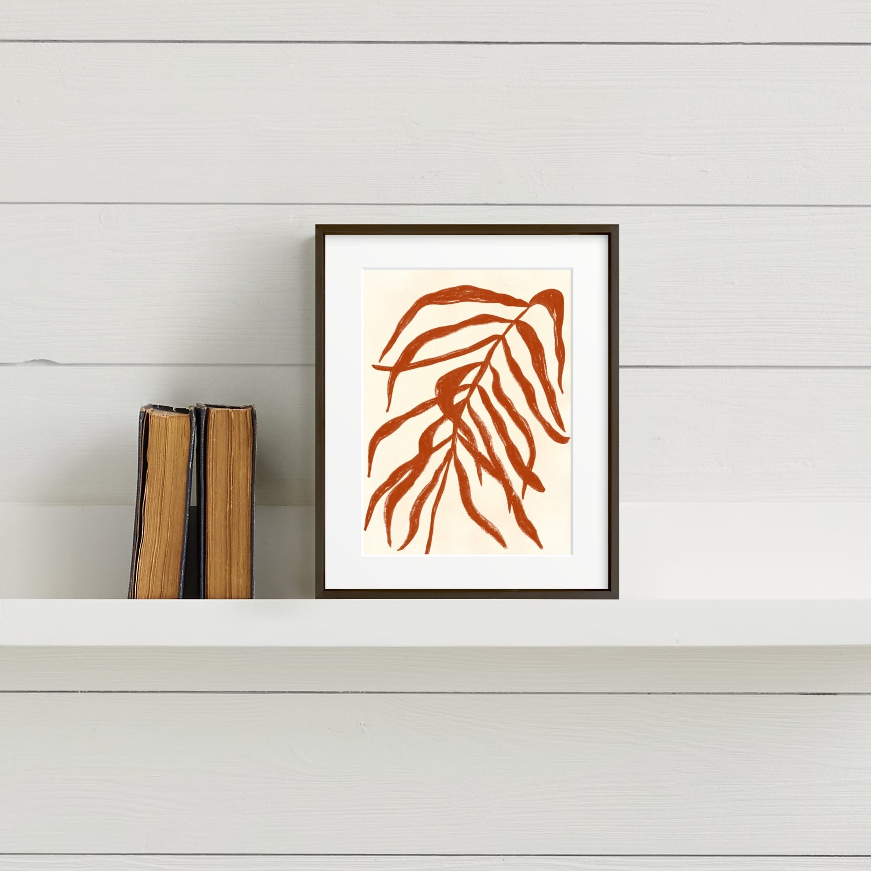Solitaire Plant, Terracotta, Matted, Matte Black Metal Frame, 8"x10" - Image 1