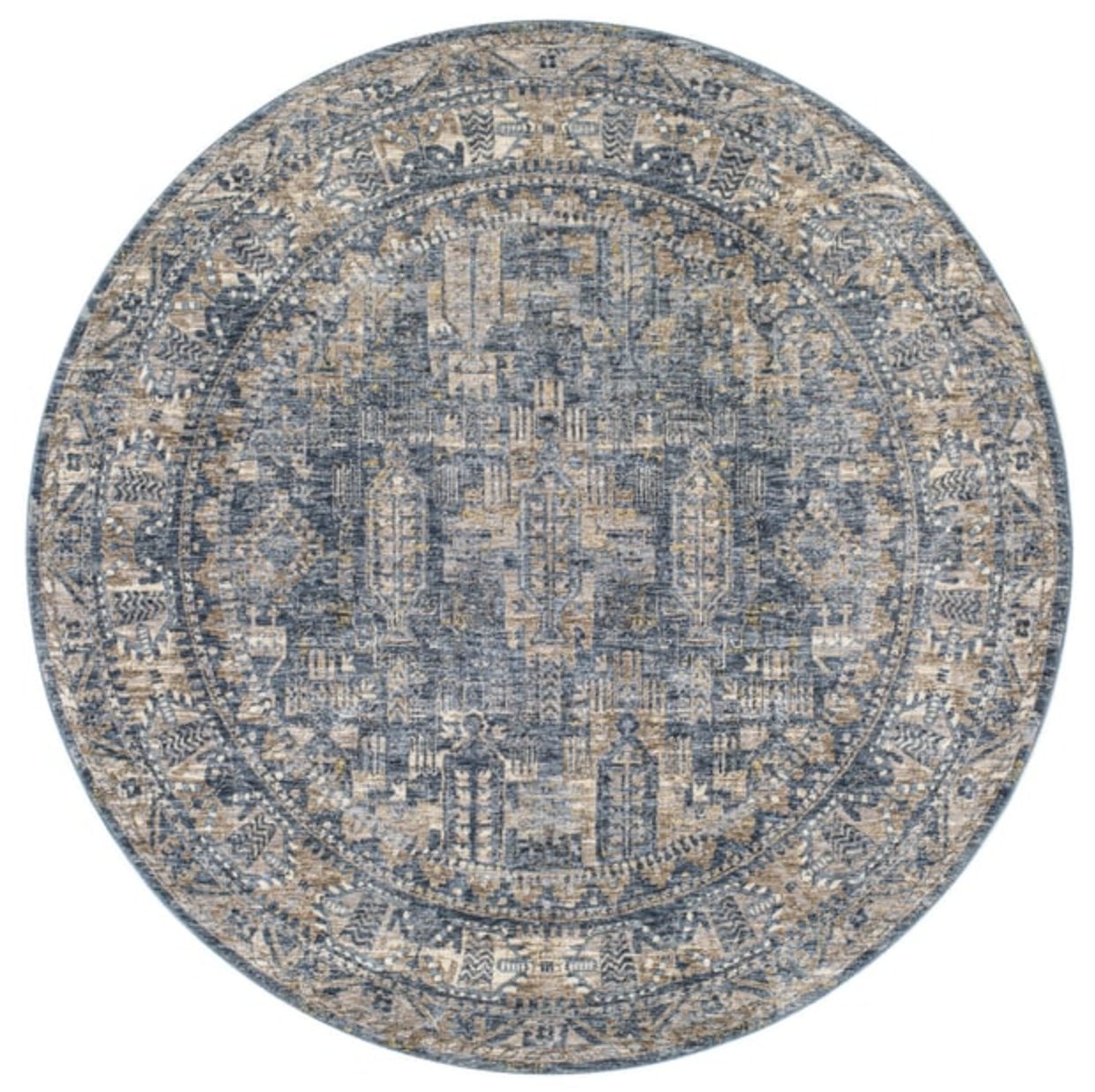 Mirabel Blue Indoor 7'10" x 7'10" Machine Woven Rug - Image 0