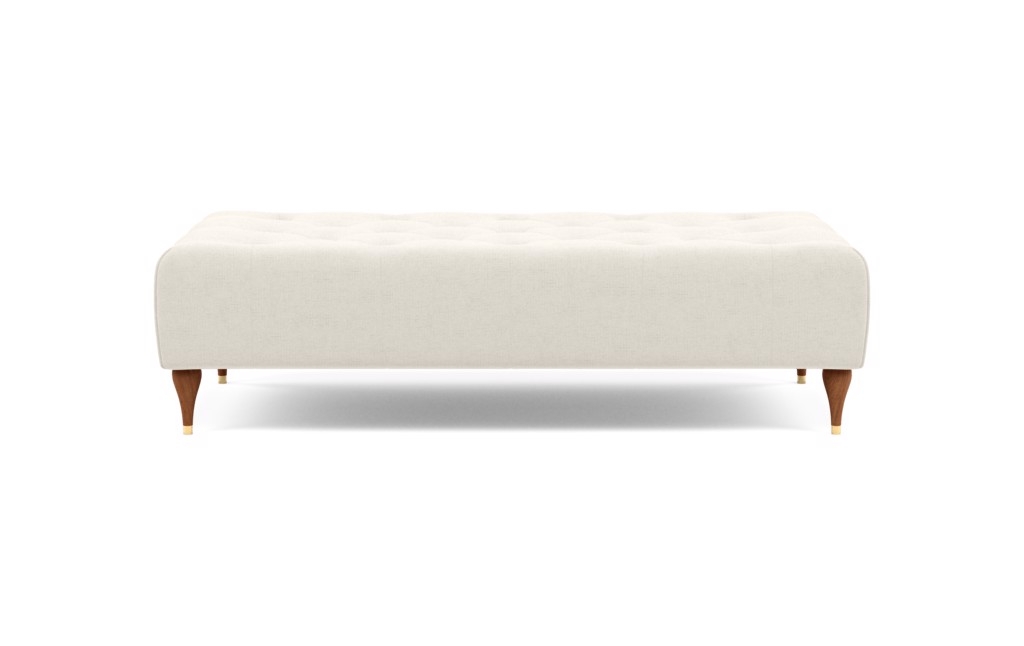 Ms. Chesterfield Ottoman with Chalk Fabric and Oiled Walnut Stiletto legs - Image 0