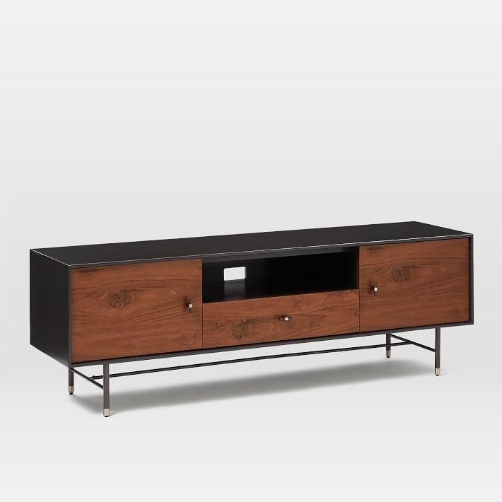 Modernist Wood & Lacquer Media Console (68") - Anthracite - Image 0