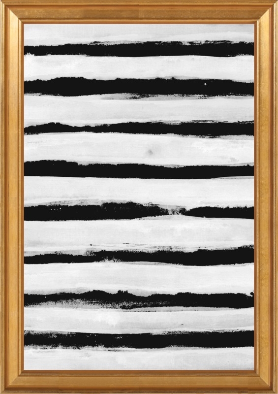 Black and White Stripes, 14"X 20",Gold crackle bead wood - Image 0