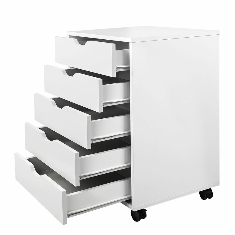 Graziani Wood 5-Drawer Mobile Vertical Filing Cabinet - Image 2