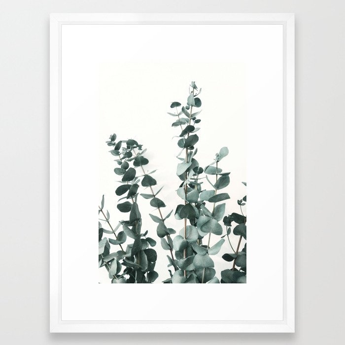 Eucalyptus Leaves Framed Art Print by ArtPrInk Studio 20x26 Vector White - Image 0