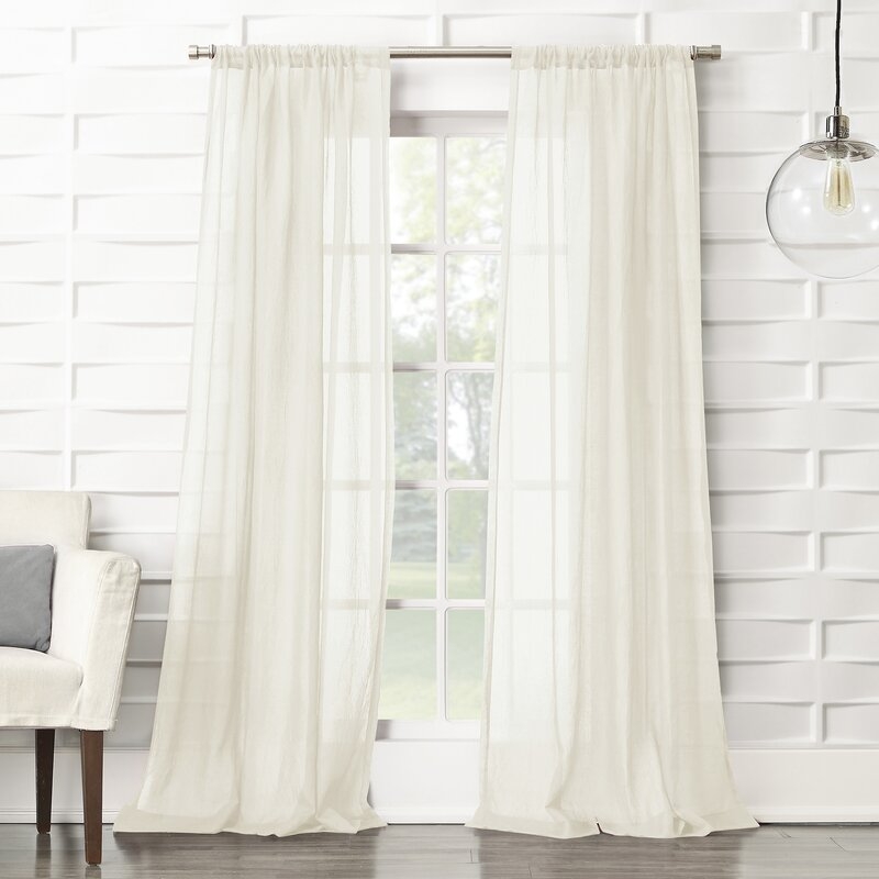 Reese Solid Sheer Rod Pocket Single Curtain Panel - Image 0