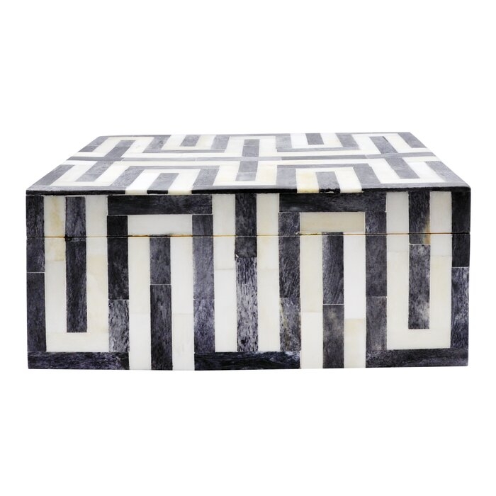 Geometric Patterned Resin Decorative Box - Image 1