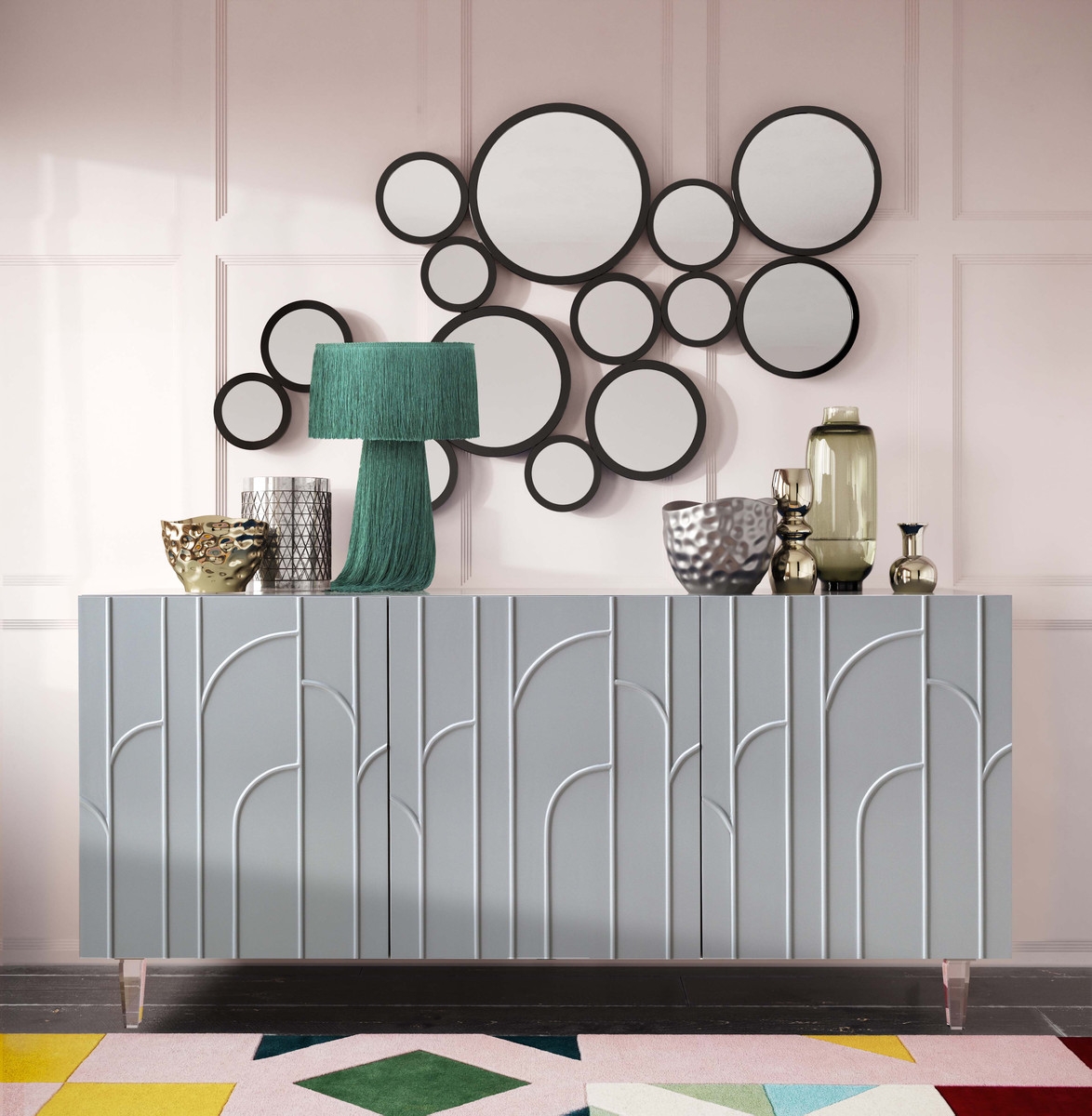 Deco Grey Lacquer Buffet - Image 8