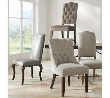 Ashton Upholstered Non-Tufted Dining Side Chair, Performance Heathered Tweed Pebble - Image 2