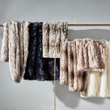 Faux Fur Ombre Throw, 60"x80", Feather Gray - Image 4