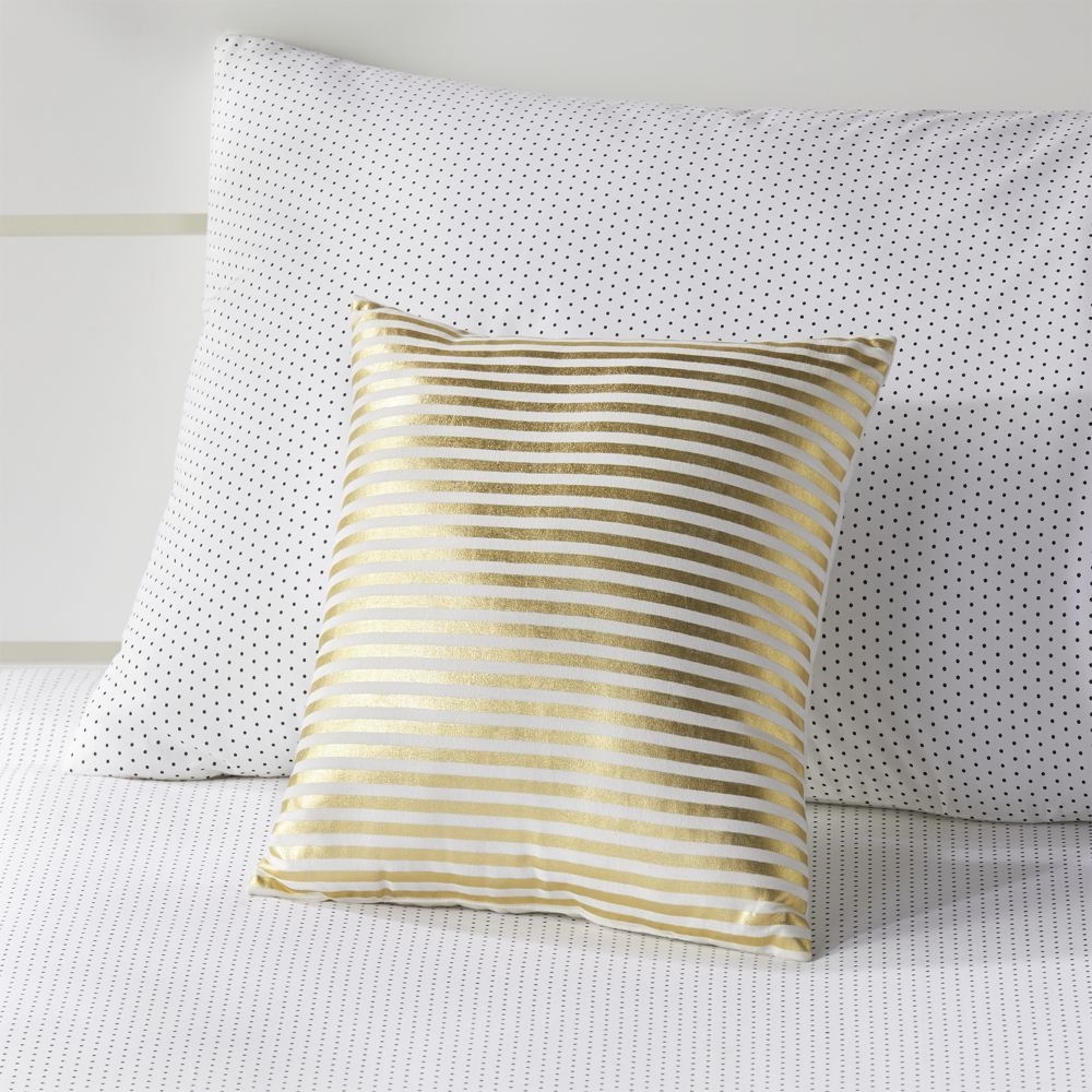 Gold Pinstripe Throw Pillow - Image 0