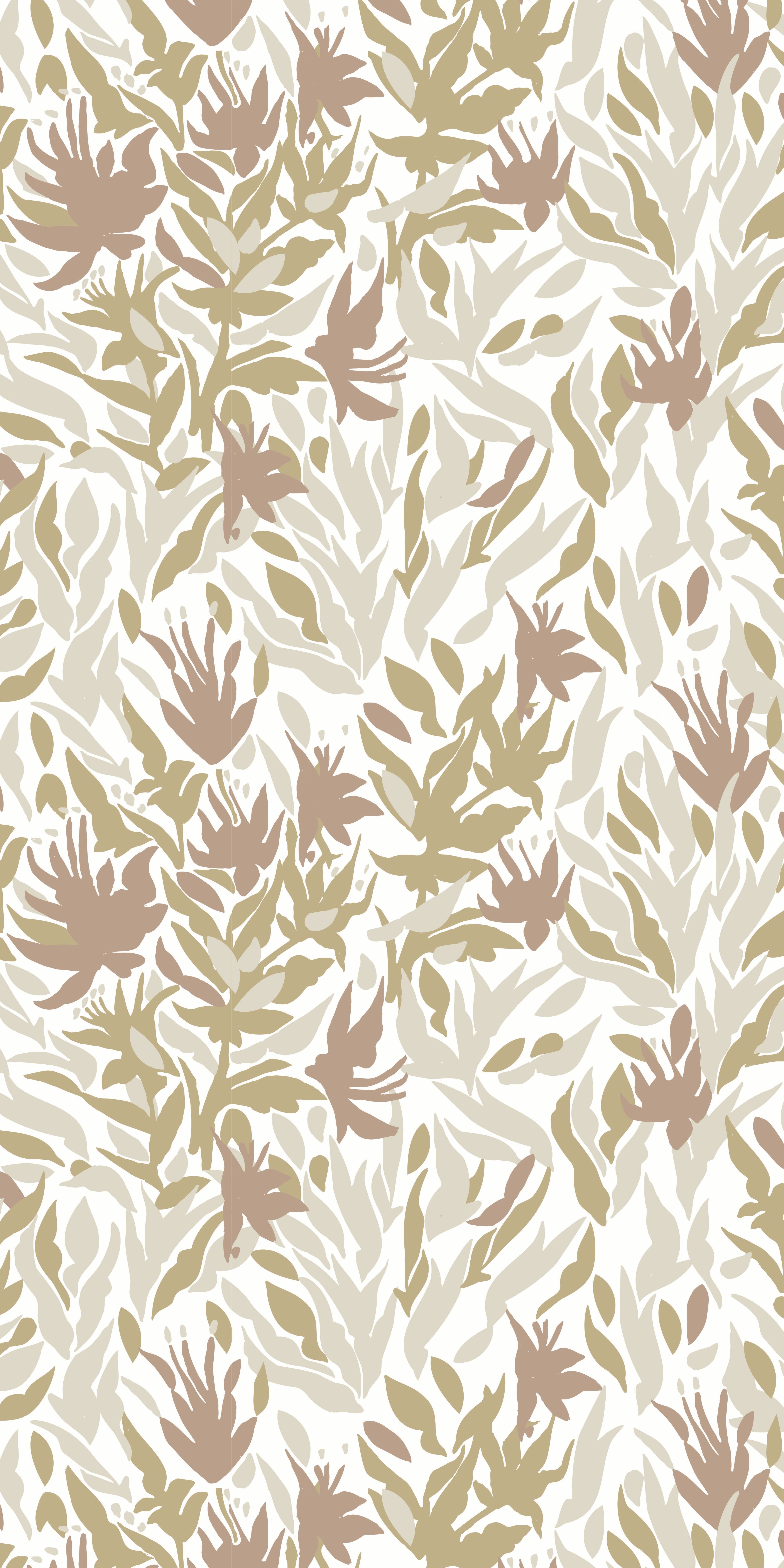 Floral Leaves Peel & Stick Wallpaper, Sandstorm, 24" x 216" - Image 0