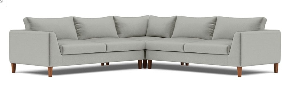 ASHER Corner Sectional Sofa -Greige Mod velvet / Oiled Walnut tapered square wood legs - Image 0