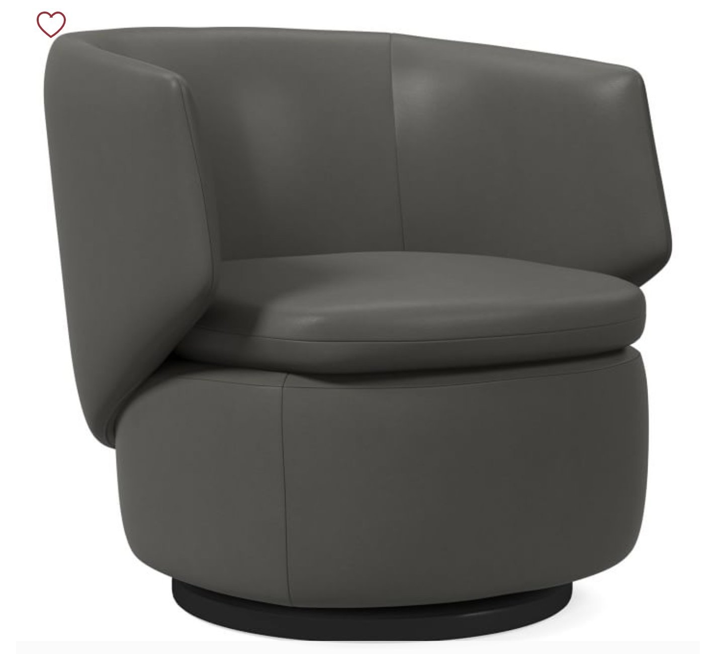 Crescent Swivel Chair, Aspen Leather, Fog, Concealed Supports - Image 0