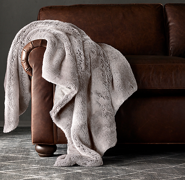 LUXE FAUX FUR THROW - Chinchilla, 60" x 80" - Image 1